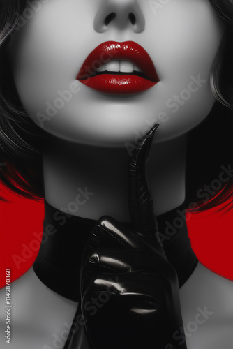 Close-up of a beautiful woman with striking red lips.