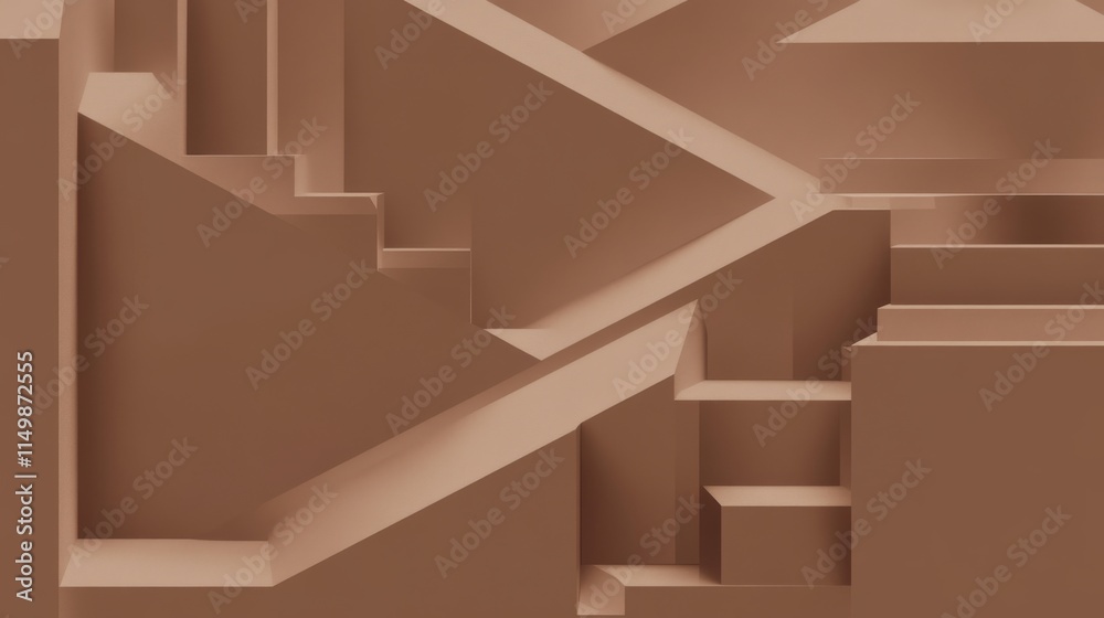 PANTONE 17-1230 Mocha Mousse Minimalist 3D Pattern Wallpaper Design Background