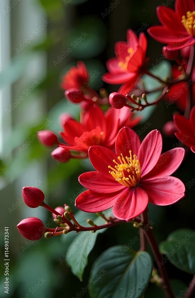 Chinese New Year. Copy space, background with sakura flowers on red background, holiday card 2025 Chinese New Year. Copy space, background with sakura flowers on red background, holiday card 2025