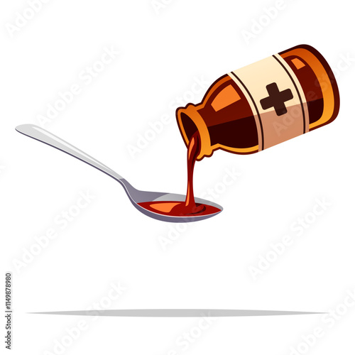Pouring syrup medicine vector isolated illustration