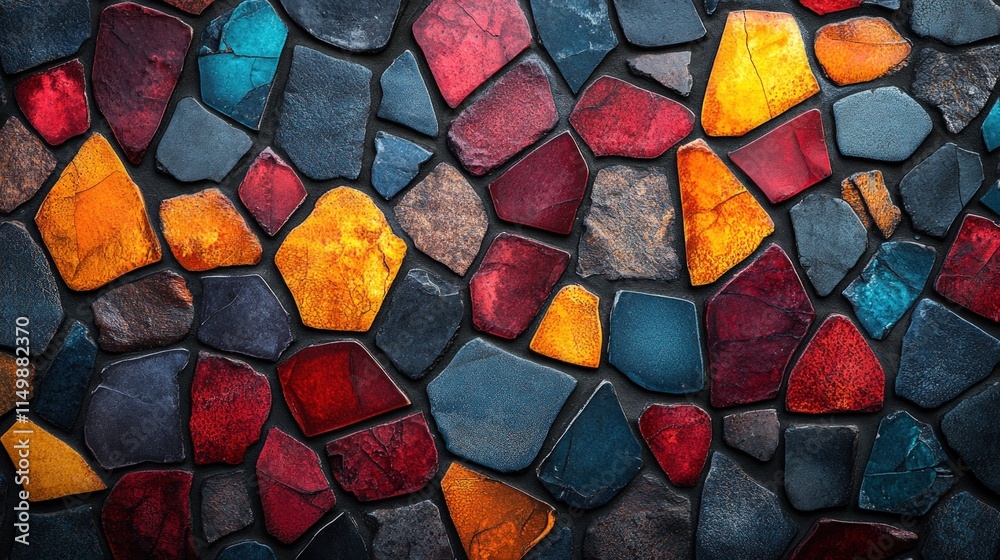 Colorful stone mosaic, irregular shapes. Colorful stone mosaic, irregular shapes.