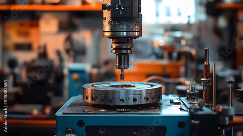 Precision machining process workshop industrial equipment manufacturing environment close-up perspective automation technology