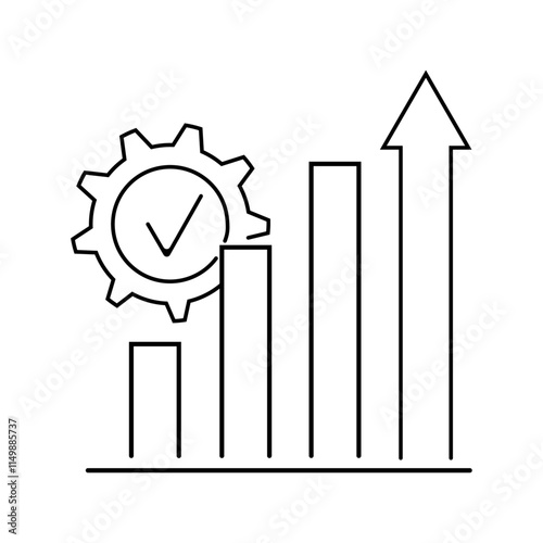  Manufacturing capacity icon,line sign graph and gear