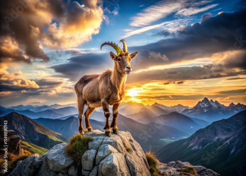 Goat King Greatest Of All Time: Wide-Angle Majestic Crowned Goat photo