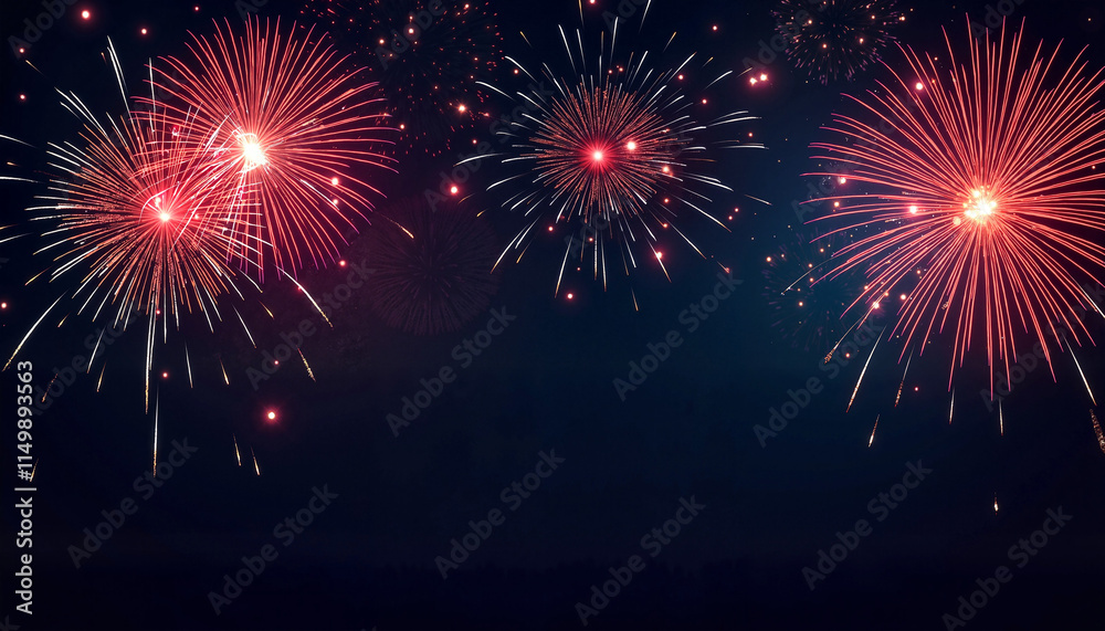 Naklejka premium Brilliant Red and White Fireworks Display with Copy Space