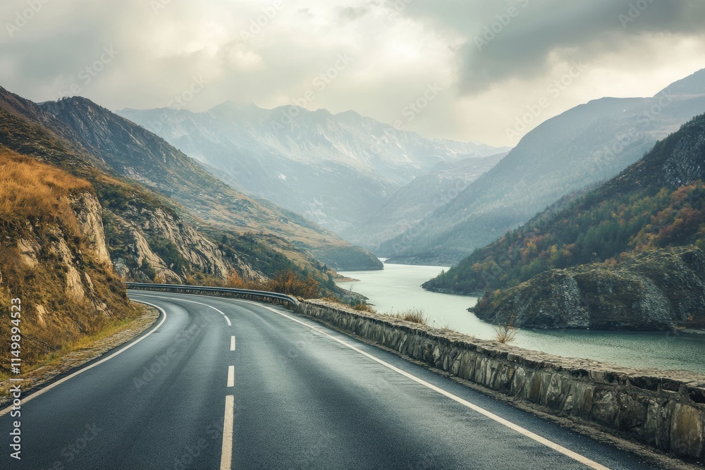 A long road with a river in the background A long road with a river in the background