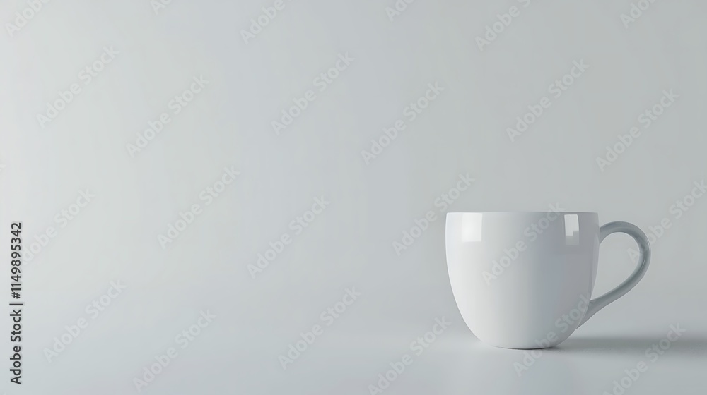 Fototapeta premium Ceramic coffee cup filled with freshly brewed coffee on a white background.