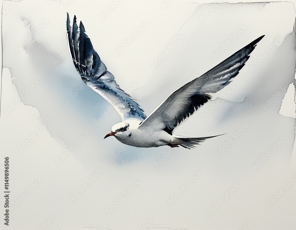 Obraz premium A seagull is flying in the sky