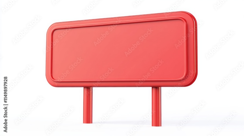 Fototapeta premium red plastic signboard without lights, banner isolated on white background