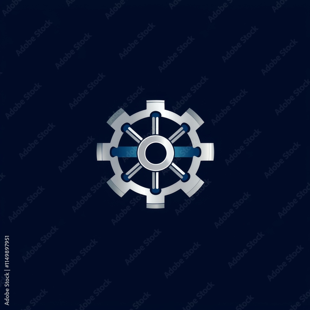 Abstract Silver Gear Logo Design for Technology Company Abstract Silver Gear Logo Design for Technology Company
