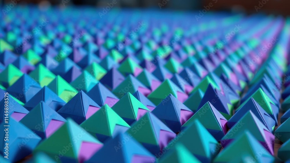 Obraz premium Abstract Array of Colorful Triangular Forms in a Geometric Pattern