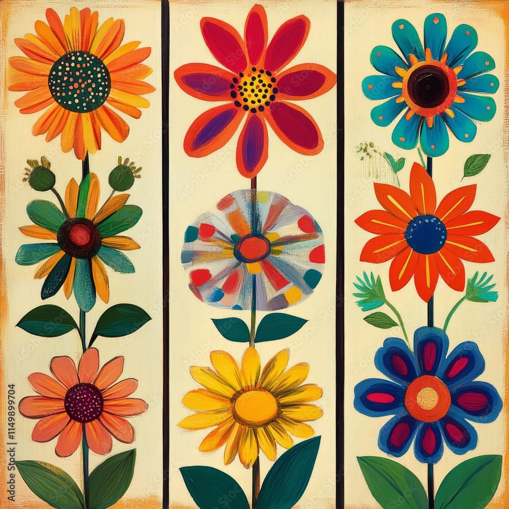 Fototapeta premium vintage retro hippie flowers background