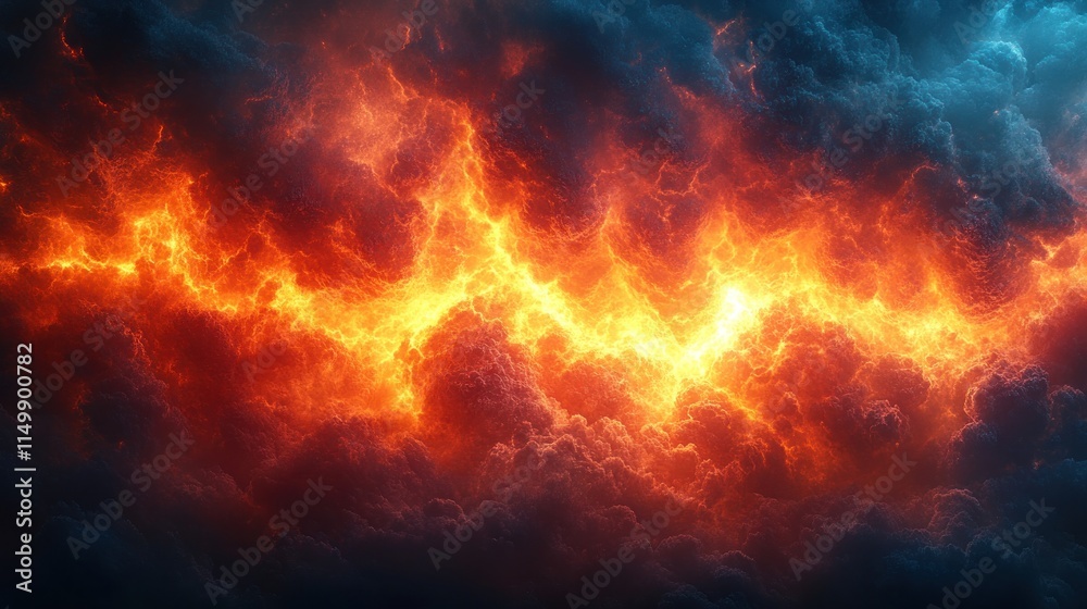 Fototapeta premium Fiery cloudscape, inferno, cosmic fire.