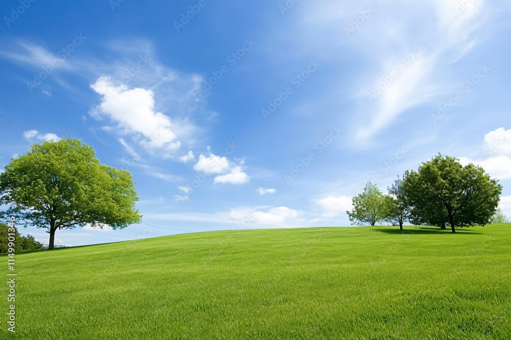 A serene landscape featuring green hills and a clear blue sky. A serene landscape featuring green hills and a clear blue sky.