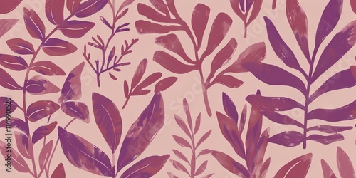 Minimalist Botanical Pattern with Soft Pastel and PANTONE 17-1230 Mocha Mousse Tones