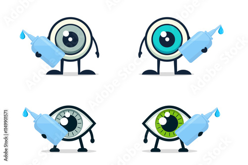 Vector Icon of an Eye Holding Eye Drops with a Droplet - Concept for Vision Care, Dry Eye Treatment, and Eye Health