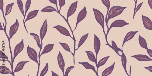 Minimalist Botanical Pattern with Soft Pastel and PANTONE 17-1230 Mocha Mousse Tones
