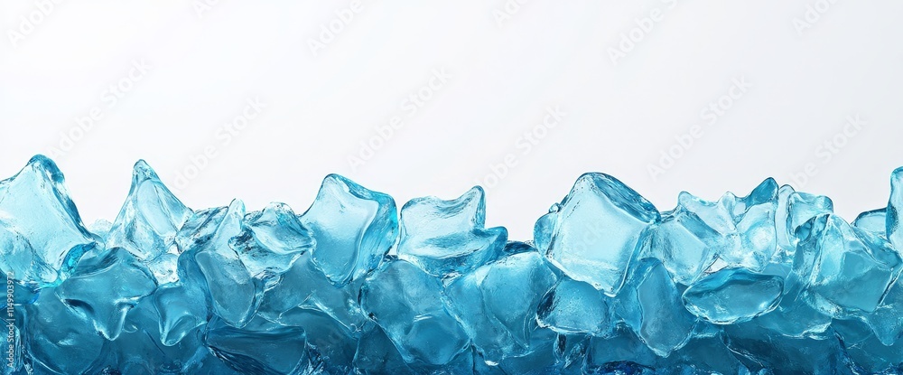 Blue ice cubes on white background. Blue ice cubes on white background.