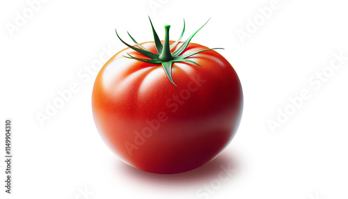 Isolated tomato. Whole fresh tomato isolated on white background with clipping path.