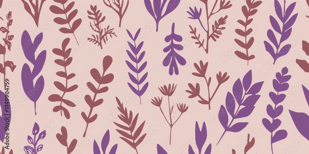 Minimalist Botanical Pattern with Soft Pastel and PANTONE 17-1230 Mocha Mousse Tones Minimalist Botanical Pattern with Soft Pastel and PANTONE 17-1230 Mocha Mousse Tones