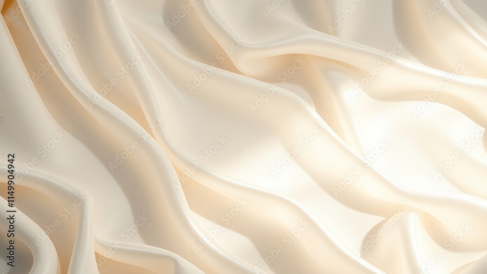Fototapeta premium Creamy Draped Fabric, Soft and Luxurious Texture, Elegant Waves of Smooth Material