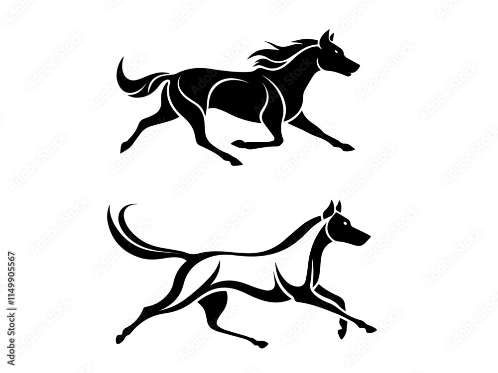 Running dog silhouette vector illustration Running dog silhouette vector illustration