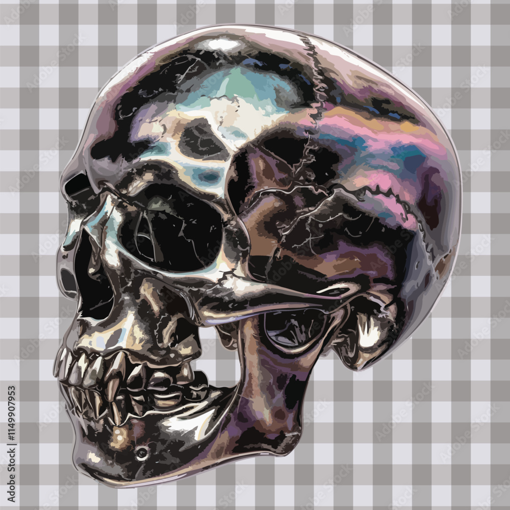 Futuristic Chrome Skull Vector Illustration Futuristic Chrome Skull Vector Illustration