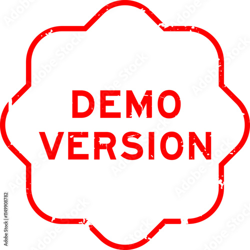 Grunge red demo version word rubber seal stamp on white background