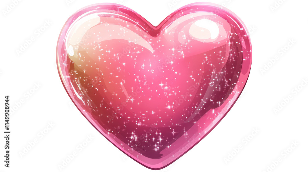 Obraz premium Shiny pink heart icon romantic and valentine design