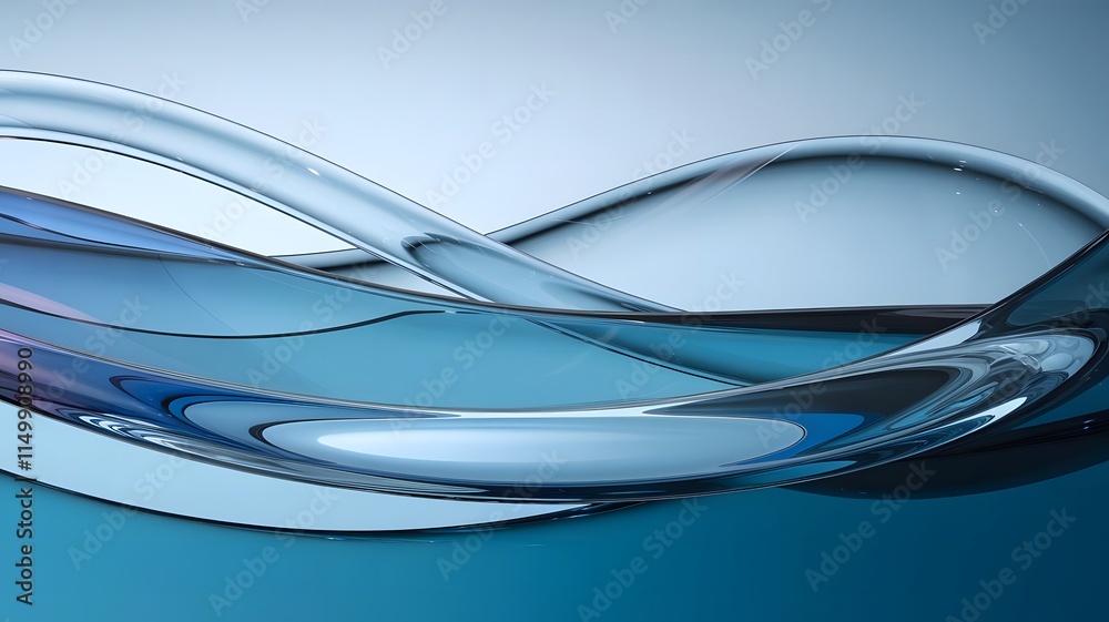 Fototapeta premium Flowing gradient transparent multilayer glass background, 3d rendering