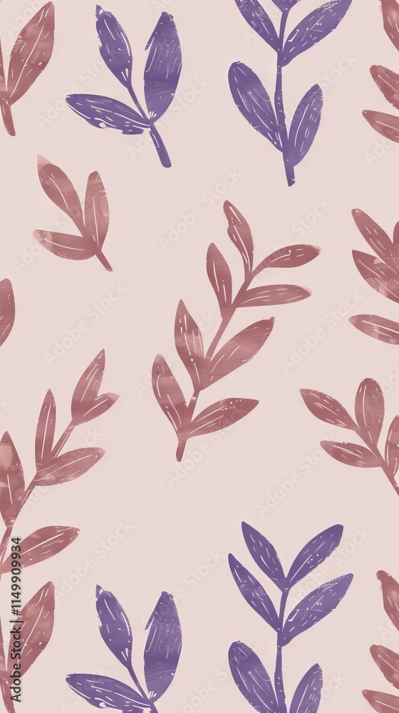 Minimalist Botanical Pattern with Soft Pastel and PANTONE 17-1230 Mocha Mousse Tones Minimalist Botanical Pattern with Soft Pastel and PANTONE 17-1230 Mocha Mousse Tones