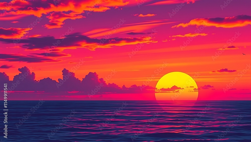 Vibrant Sunset Over Calm Ocean Water Vibrant Sunset Over Calm Ocean Water
