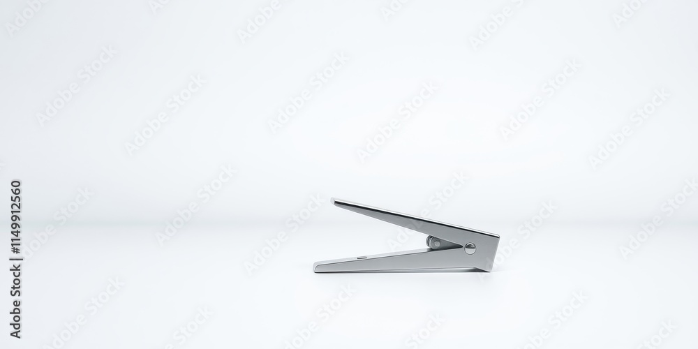 A sleek, metallic device rests on a minimalist white surface A sleek, metallic device rests on a minimalist white surface
