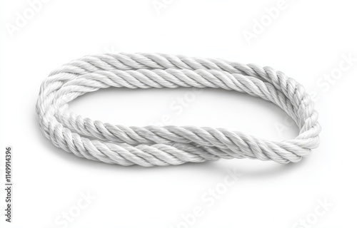 White twisted rope loop isolated on white background. photo