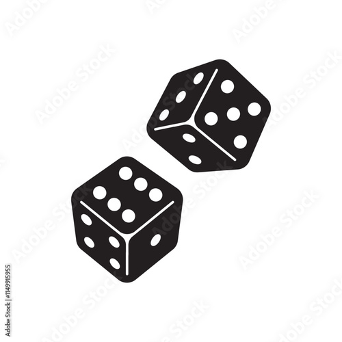 Pair of casino dice logo icon design. Game dice in flight for gamble or gambling sign illustration, vector.