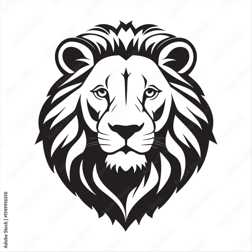 Obraz premium lion head vector style image with and white background