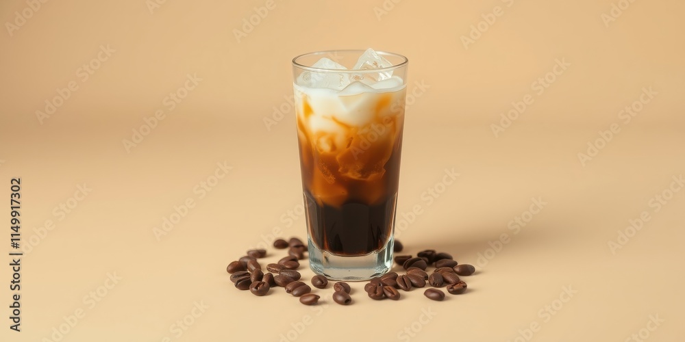 Refreshing Iced Coffee Drink with Milk and Ice Cubes Refreshing Iced Coffee Drink with Milk and Ice Cubes