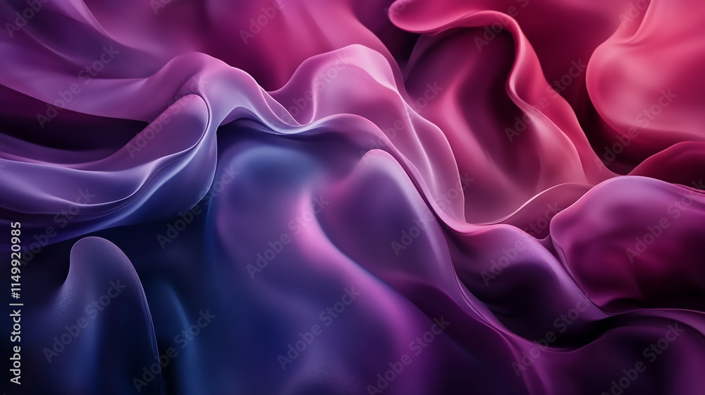 Obraz premium A stunning fluid background with vibrant colors of soft yellow, light teal, and pale lilac, mimicking the appearance abstract purple silk fabric background, a study in texture and elegance flowing