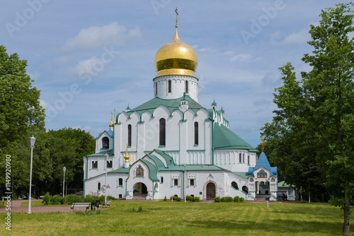 View of the Feodorovsky Sovereign Cathedral in Tsarskoye Selo on a June afternoon. Pushkin, St. Petersburg suburbs. Russia photo