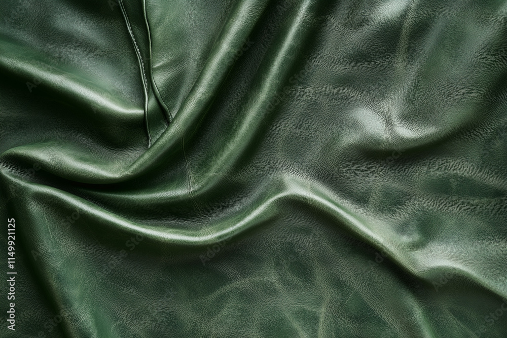 Here is a detailed closeup shot showcasing a green leather texture, background Here is a detailed closeup shot showcasing a green leather texture, background