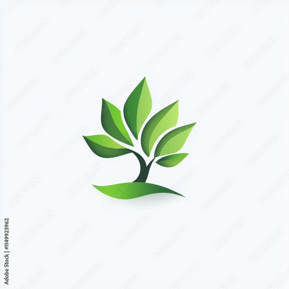 Minimalist logo for eco-branding with tree and leaf elements in green Minimalist logo for eco-branding with tree and leaf elements in green