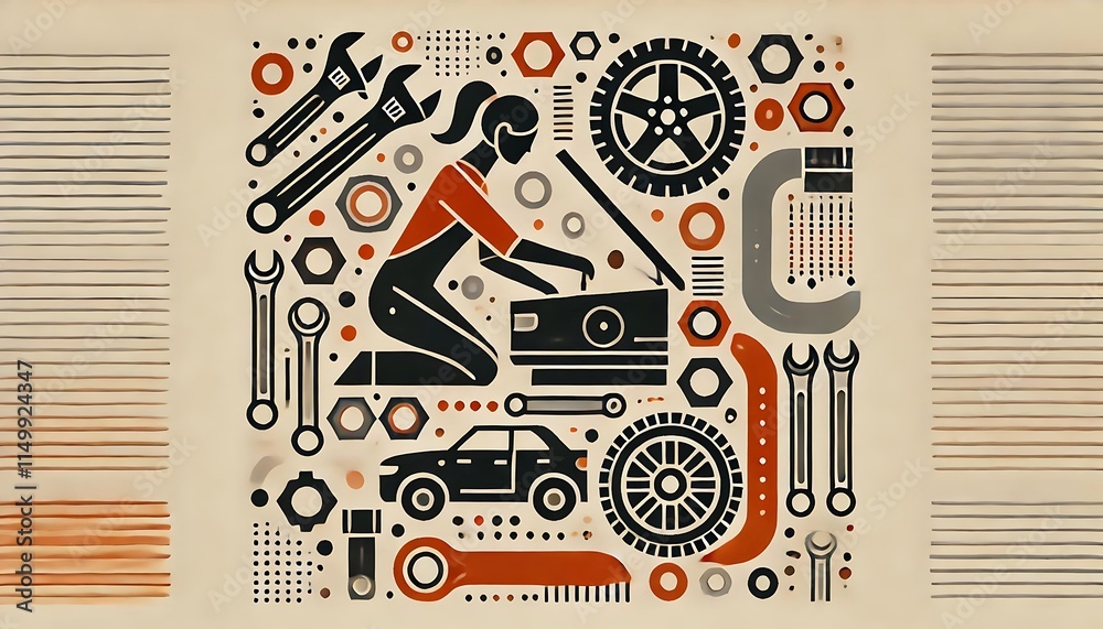 Obraz premium Empowering Mechanics: A Visual Tribute to Automotive Repair