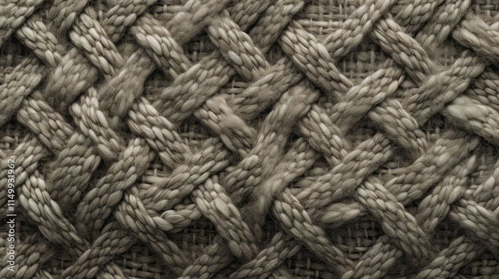 Thick Grey Yarn Woven in Intricate Pattern Thick Grey Yarn Woven in Intricate Pattern