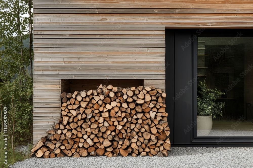 Rough-hewn cabin wall showcasing the honest simplicity of stacked logs Rough-hewn cabin wall showcasing the honest simplicity of stacked logs