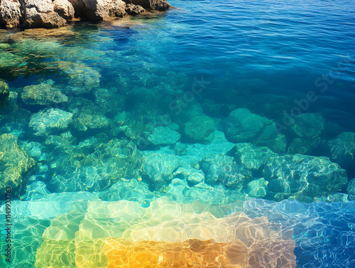 Crystal Clear Underwater Rocks Illustration