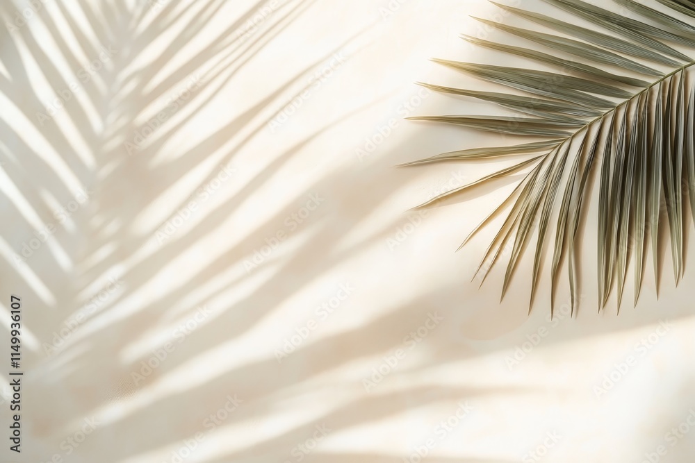 Obraz premium Palm leaf shadow on beige background. (1)