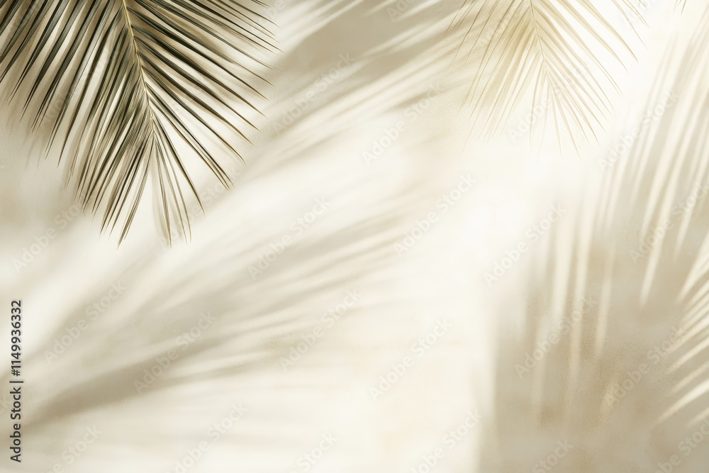 Obraz premium Palm leaf shadows on beige background. (2)