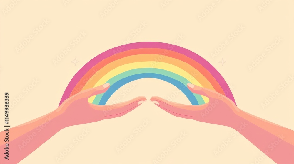 Hopeful Hands Holding Rainbow Bridge - Pastel Colors Hopeful Hands Holding Rainbow Bridge - Pastel Colors