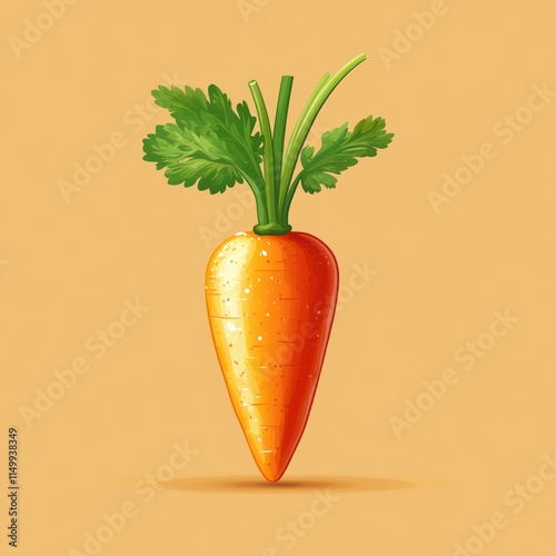 A Single Fresh Orange Carrot with Green Tops photo