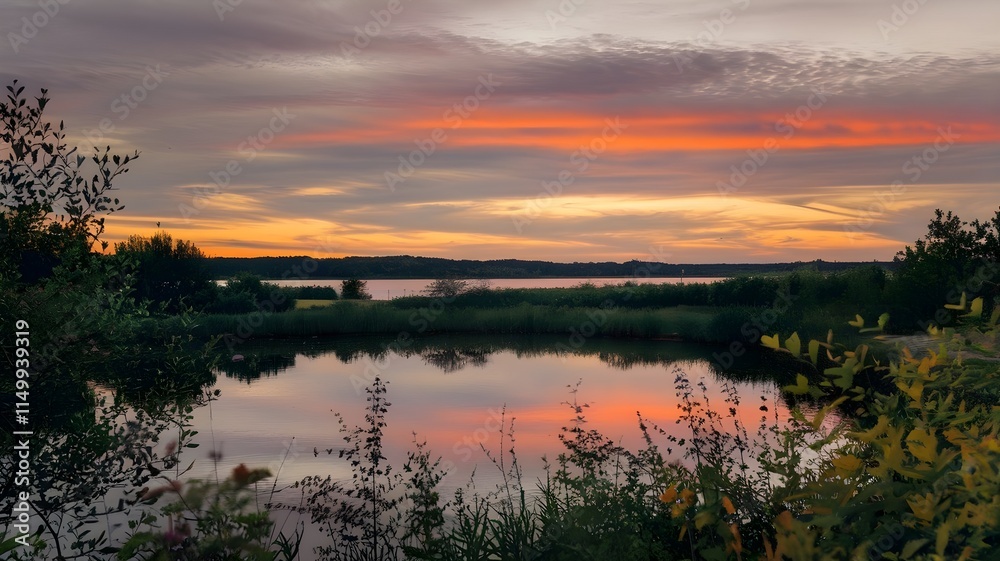 Fototapeta premium Sunset over the river